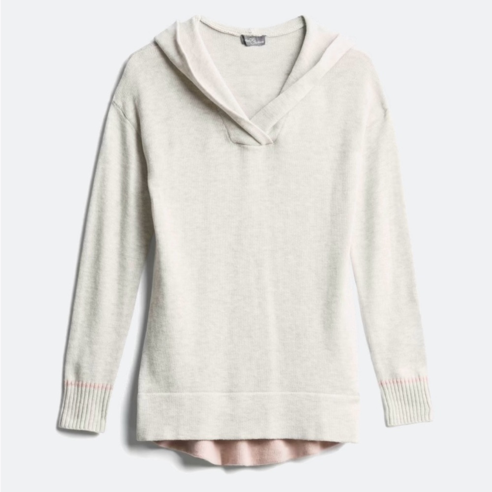Market & Spruce Light Gray Hooded Cotton-Blend Sweater